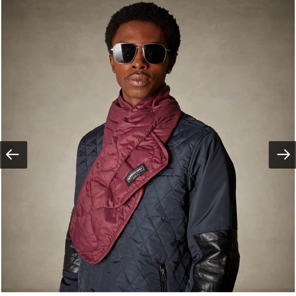 Members Only Burgundy Quilted Scarf NEW